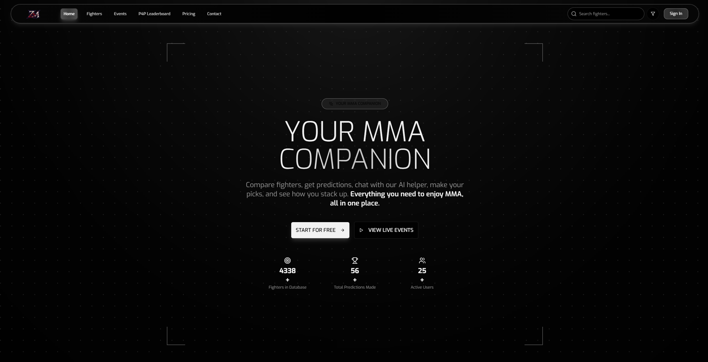 Zocratic MMA dashboard view